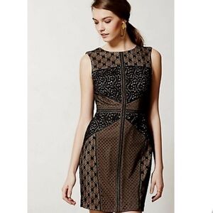 𝅺HEARTLOOM l Anthropologie Black Lace Topography Cocktail Dress Size Smal…
